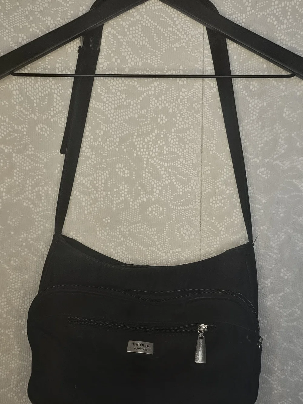 The Filer New York Black Nylon Multi-Pocket Organizer Crossbody Bag
